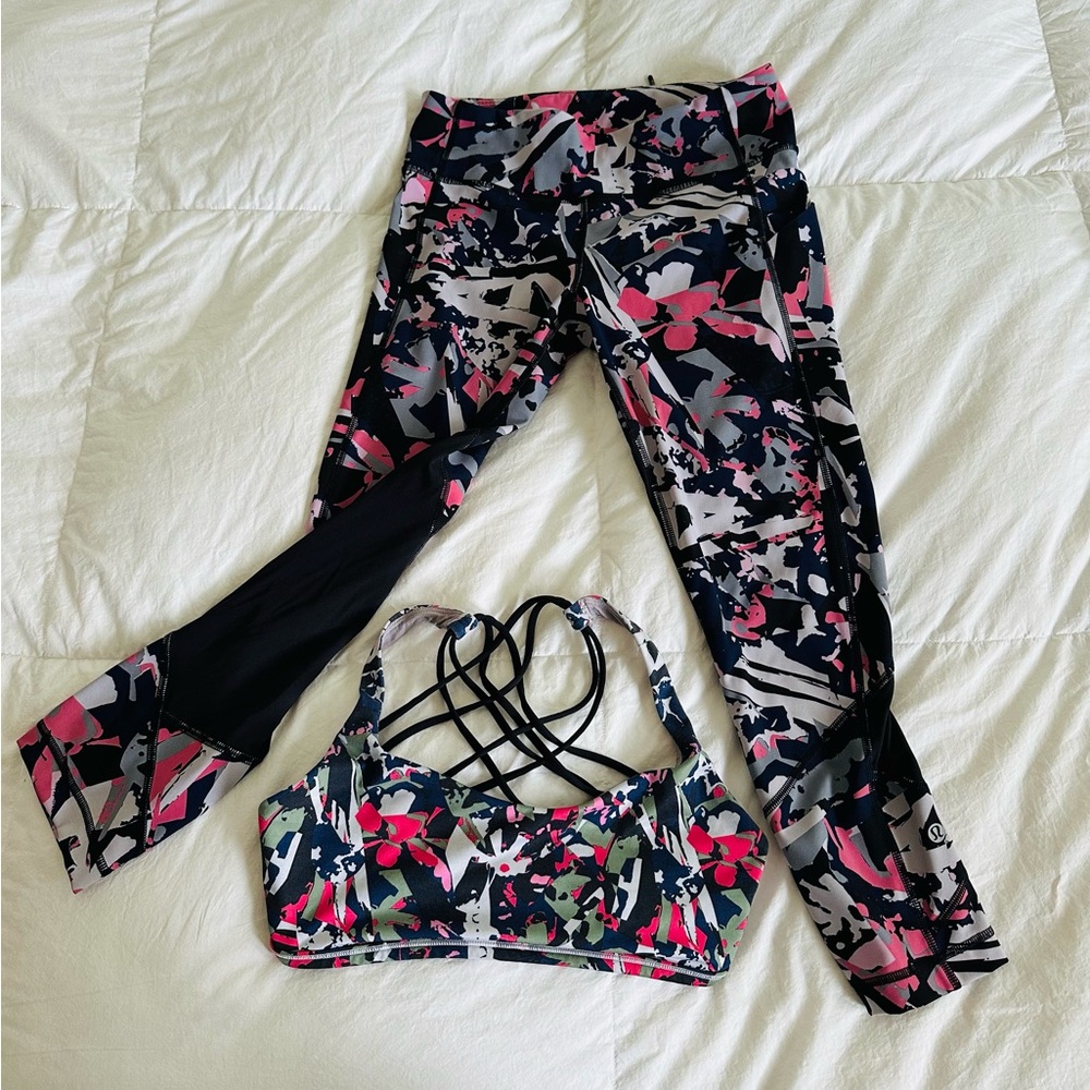 Lululemon Athletica Pink and Black Patterned Set